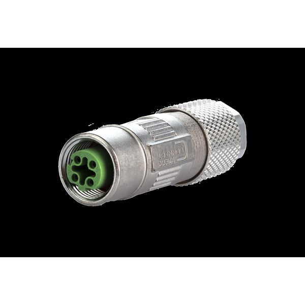 M12 jack, D-coded, IP67, Cat. 5, Ø 6-9.7 mm, field assembly, straight image 1