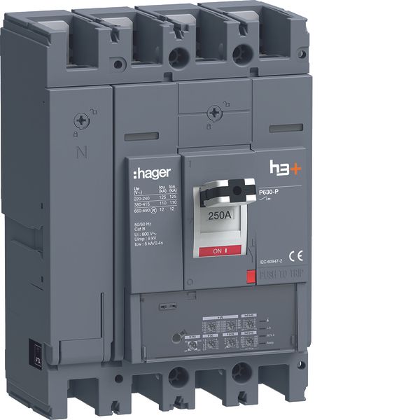 Moulded Case Circuit Breaker h3+ P630 LSI 4P4D N0-50-100% 250A 110kA F image 1