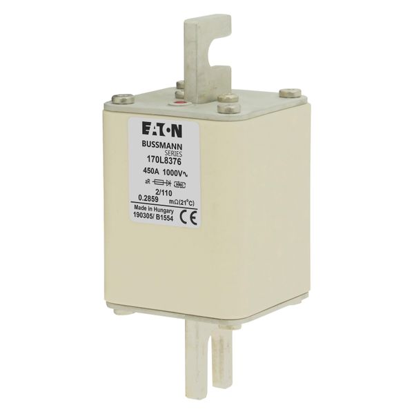 Fuse-link, high speed, 450 A, AC 1000 V, Size 2, 61 x 61 x 141 mm, aR, DIN, IEC, single indicator image 5