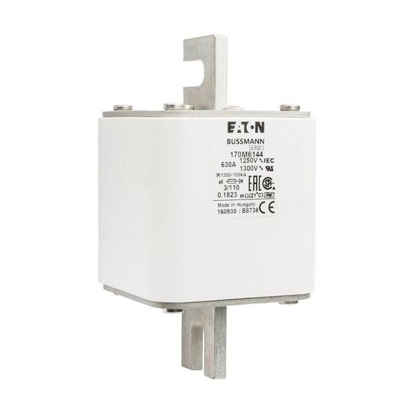 Fuse-link, high speed, 630 A, AC 1250 V, size 3, 76 x 90 x 139 mm, aR, DIN, IEC, single indicator image 10