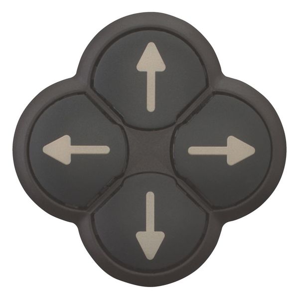 Position pushbutton, RMQ-Titan, Actuators non-flush, momentary, 4-fold, opposing pushbuttons mechanically interlocked, Bezel: black, arrow up image 3