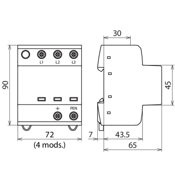 Appl.-opt. combined arrester DEHNshield type 1+2 for three-phase TN-C  image 2