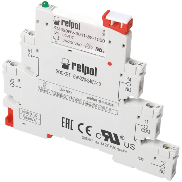 Version for long control lines. Interface relay: consists with:universal socket 6W-220-240V-U and relay  RM699BV-3011-85-1005 image 1