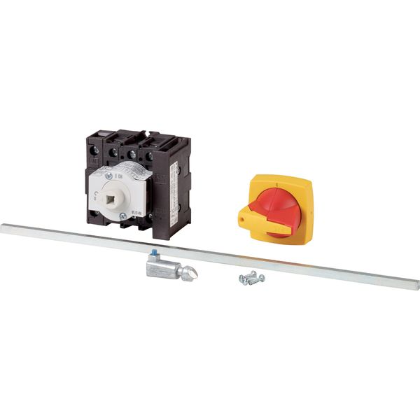 Main switch, P1, 32 A, rear mounting, 3 pole + N, 1 N/O, 1 N/C, Emergency switching off function, Lockable in the 0 (Off) position, With metal shaft f image 3