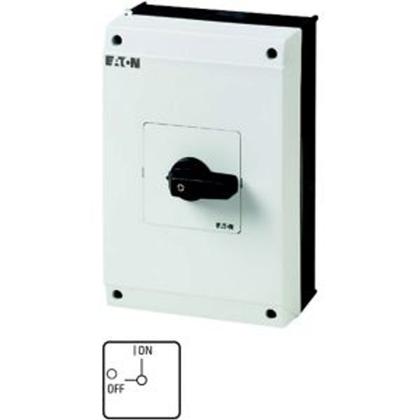 On-Off switch, T5B, 63 A, surface mounting, 1 contact unit(s), 2 pole, with black thumb grip and front plate image 4