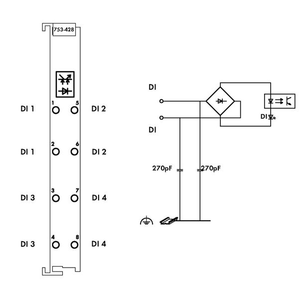 4-channel digital input 42 VAC/VDC 20 ms light gray image 4