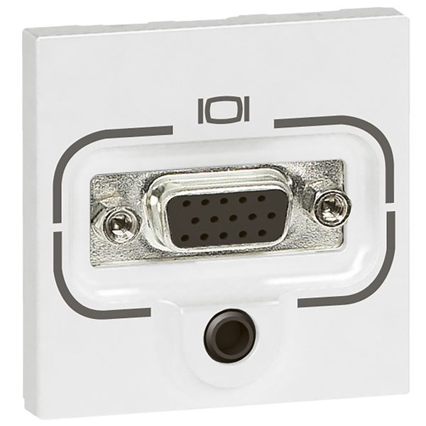 Video socket Mosaic screw-type female HD15 + jack 2 modules 15 pin white image 1