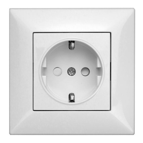 Socket outlet, safety shutter, complete, white, cage clamps image 1