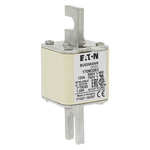 Fuse-link, high speed, 125 A, AC 690 V, compact DIN 1, 45 x 58 x 104 mm, aR, DIN, IEC, single indicator image 7