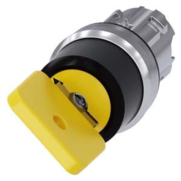 3SU1050-4JC01-0AA0-Z Y11 Key-operated switch O.M.R, 22 mm, round, metal, shiny, lock number 73033, yellow, with 2 keys, 2 switch positions O image 1