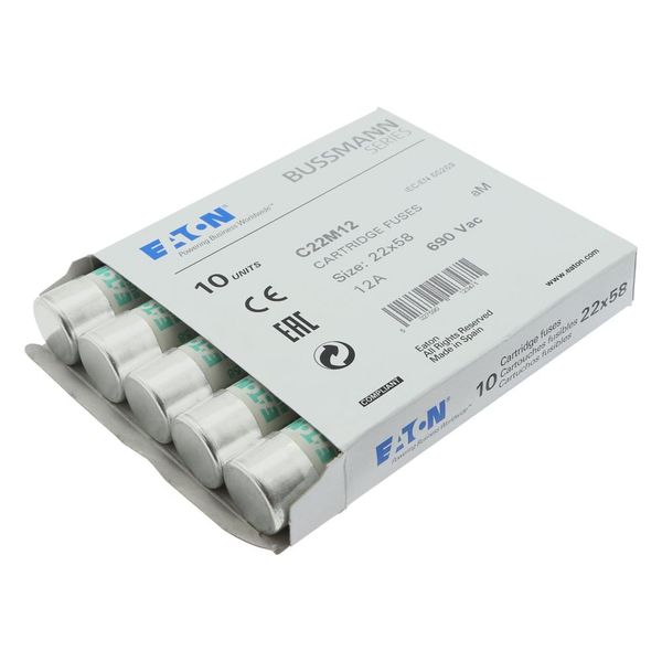 Fuse-link, LV, 12 A, AC 690 V, 22 x 58 mm, aM, IEC image 14