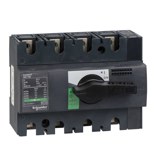 switch disconnector, Compact INS160 , 160 A, standard version with black rotary handle, 4 poles image 2