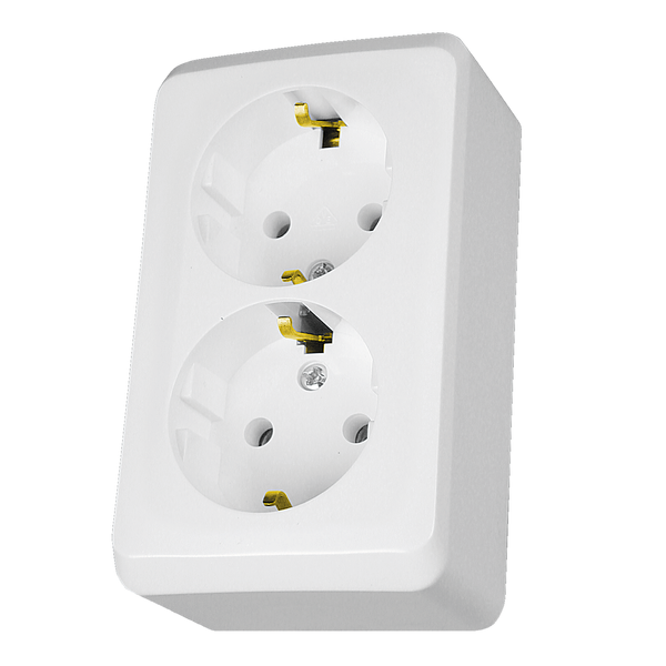 PRIMA - double socket-outlet with side earth - 16A, white image 3