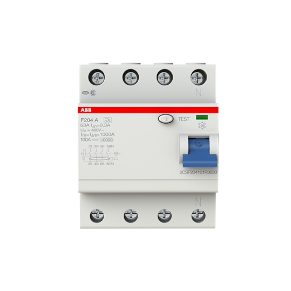 F204 A-63/0.3 Residual Current Circuit Breaker 4P A type 300 mA image 1