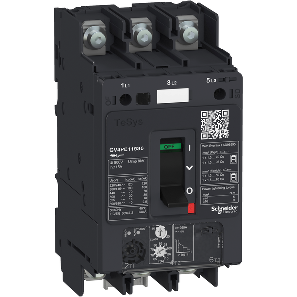 Motor circuit breaker, TeSys GV4, 3P, 3.5A, Icu 100kA, thermal magnetic, lugs terminals image 4