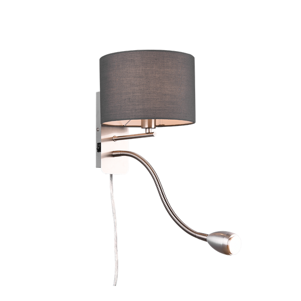 Hotel wall lamp with reading light E14 + LED grey image 1