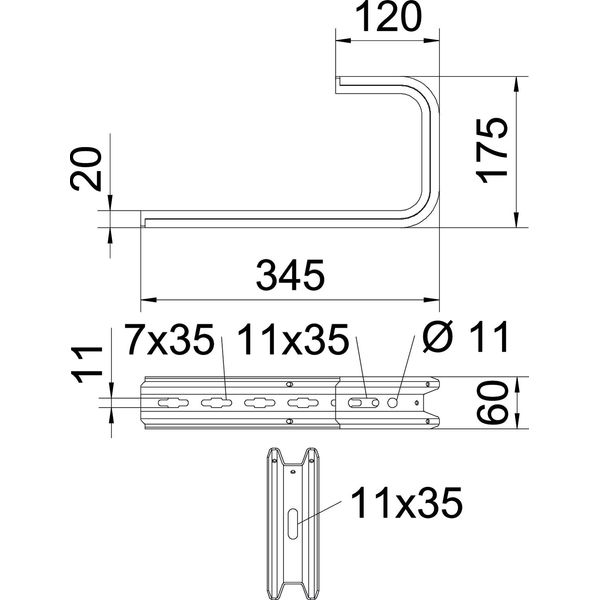 TPD 345 FS Wall and ceiling bracket TP profile B345mm image 2