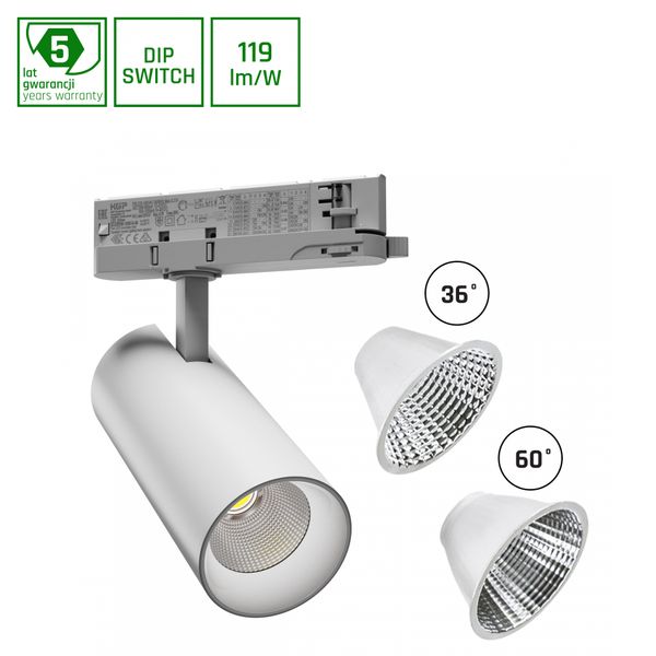 ANDROMEDA RA>90 15-27W NW 230V 36, 60DEG IP20 74X170X170 WHITE 5Y WARRANTY WITH POWER CHANGE image 1