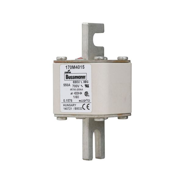 Fuse-link, high speed, 550 A, AC 690 V, DIN 1, 53 x 53 x 108 mm, aR, DIN, IEC, single indicator image 8