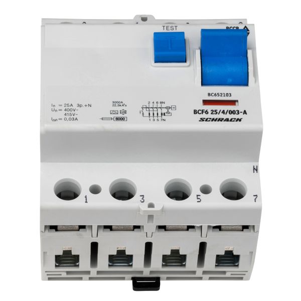 Residual current circuit breaker 25A, 4-p, 30mA,type A,6kA image 9