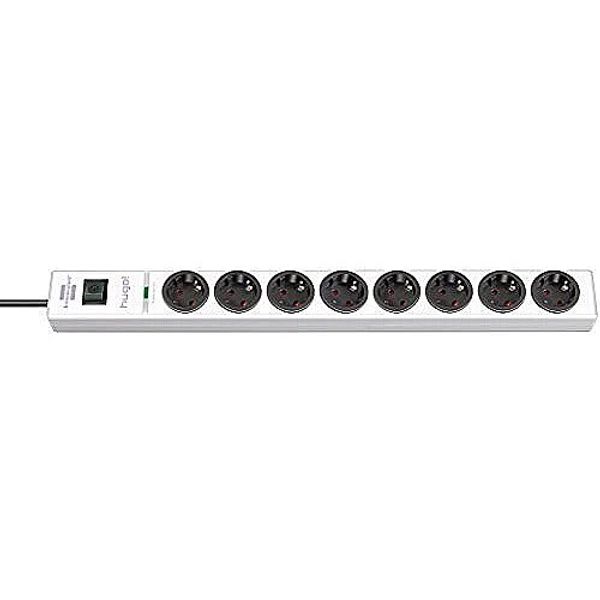 hugo! 19.500A extension socket with surge protection 8-way white 2m H05VV-F 3G1.5 image 1