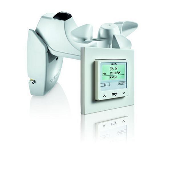 somfy programme timer Soliris Smoove Uno Pure White Kit with time, wind and sun automation and frame image 1