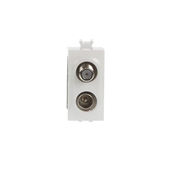 Double demixed TV/SAT coaxial socket, direct, male IEC connector ø 9.5 mm and female F connector End socket White - Chiara image 1