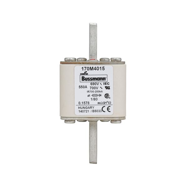 Fuse-link, high speed, 550 A, AC 690 V, DIN 1, 53 x 53 x 108 mm, aR, DIN, IEC, single indicator image 7