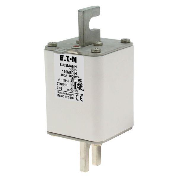 Fuse-link, high speed, 400 A, AC 1000 V, DIN 2, 59 x 75 x 138 mm, aR, DIN, IEC, single indicator image 5