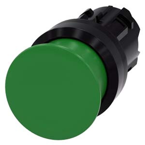 Mushroom pushbutton, 22 mm, round, plastic, green, 30 mm, momentary...3SU1000-1AD40-0AA0-Z Y15 image 1