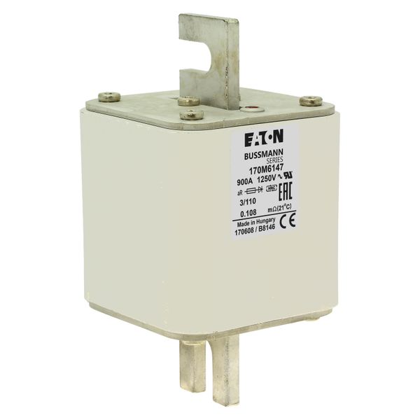 Fuse-link, high speed, 900 A, AC 1250 V, size 3, 76 x 90 x 139 mm, aR, DIN, IEC, single indicator image 18