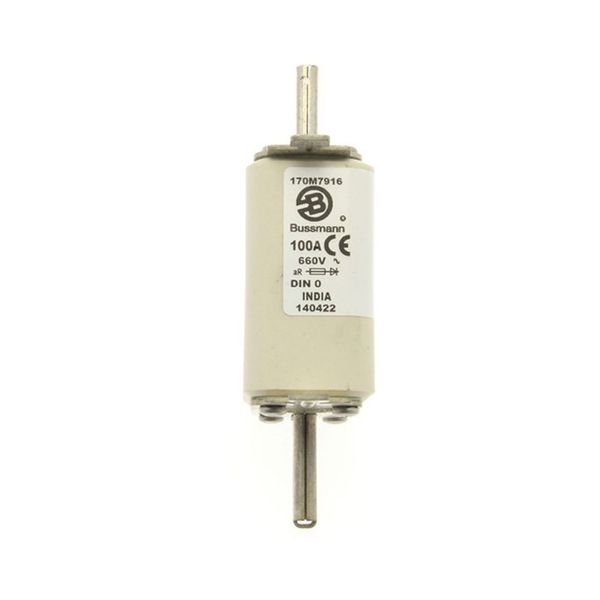 Fuse-link, high speed, 100 A, AC 660 V, DIN 0, aR, DIN, IEC, single indicator, live gripping lugs image 12