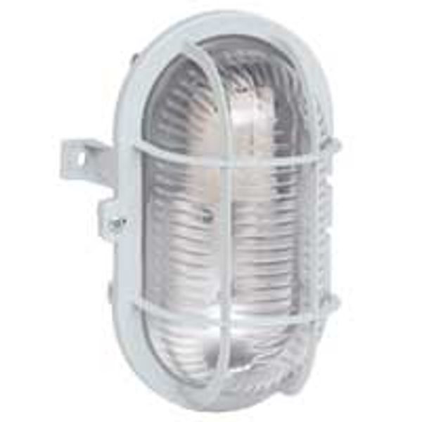 Bulkhead light - IP 44 - IK 06 - oval 60 W -E27 -plastic grid screw fixing -grey image 1