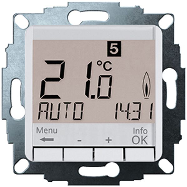 Clock thermostat as room controller, AC 230V, 1 changeover contact, heating 5(2) A, cooling 1(1) A, white backlighting image 2