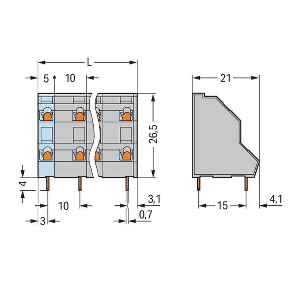 Double-deck PCB terminal block 2.5 mm² Pin spacing 10 mm gray image 7
