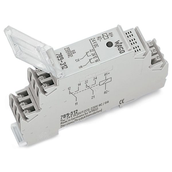Relay module Nominal input voltage: 24 VDC 2 changeover contacts gray image 1