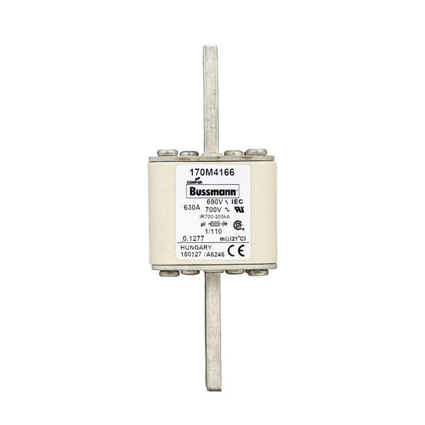 Fuse-link, high speed, 630 A, AC 690 V, DIN 1, 53 x 66 x 138 mm, aR, DIN, IEC, single indicator image 4