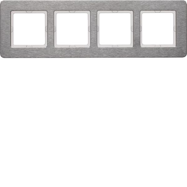 Frame 4gang, stainless Steel brushed, horizontal image 1