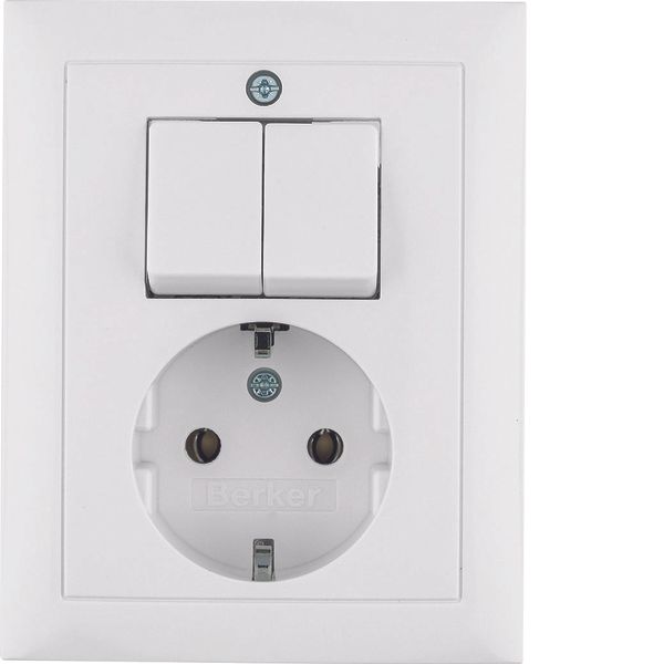 SCHUKO socket outlet with cover plate, S.1, polar white glossy image 1