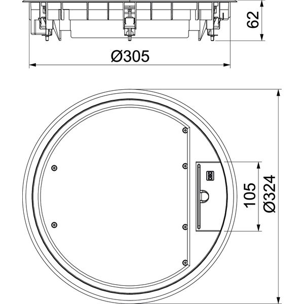 GESR9 SR U 7011 Service outlet for universal mounting ¨324x62 image 2