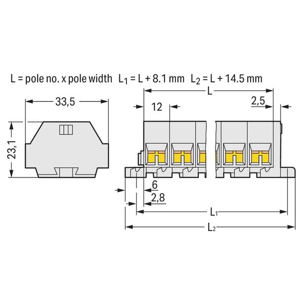 4-conductor terminal strip without push-buttons suitable for Ex e II a image 3