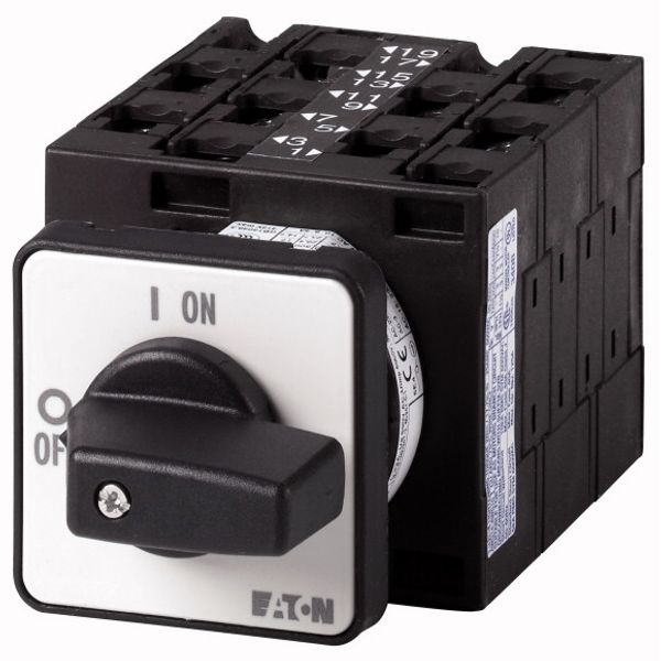 On-Off switch, T3, 32 A, flush mounting, 5 contact unit(s), 9-pole, with black thumb grip and front plate image 1