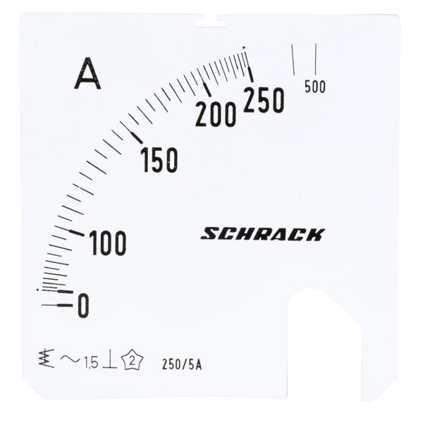 Scale Plate, 72x72mm, 250/500/5A AC image 1