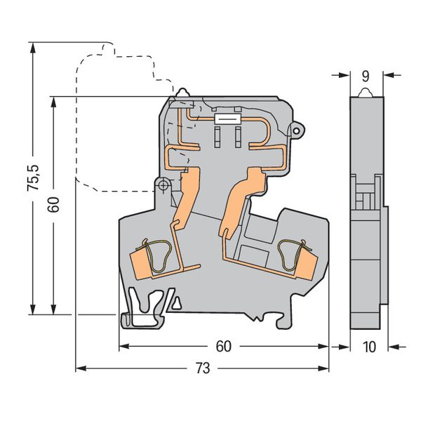 2-conductor fuse terminal block with pivoting fuse holder for miniatur image 5