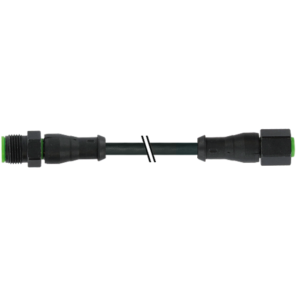 M12 male 0° / M12 female 0° A-cod. V4A FEP 5xAWG22 bk 0.6m image 1