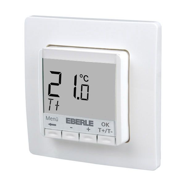 Clock thermostat as room controller, AC 230V, 1 changeover contact, heating 5(2) A, cooling 1(1) A, white backlighting image 1