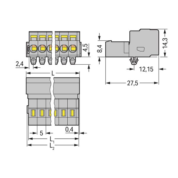 1-conductor male connector CAGE CLAMP® 2.5 mm² gray image 2