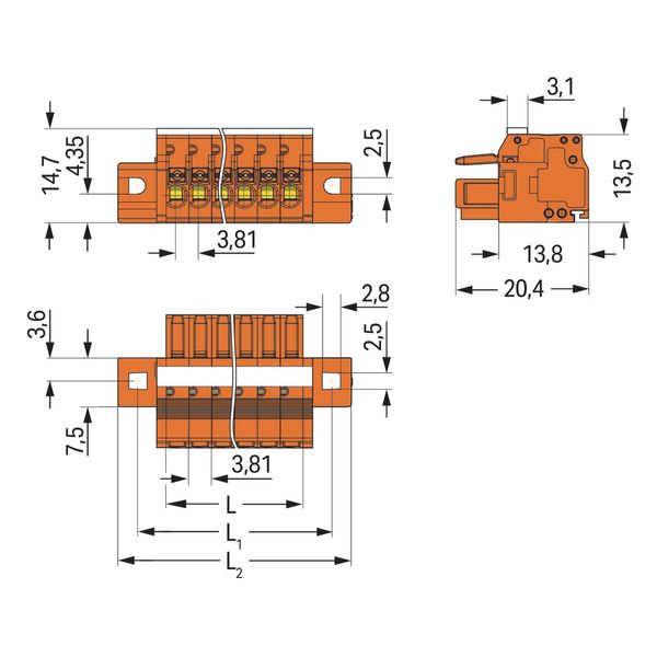 1-conductor female connector push-button Push-in CAGE CLAMP® orange image 3