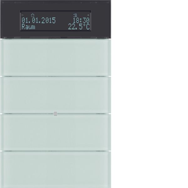 B.IQ push-button 4gang thermostat, display, KNX - B.IQ, glass p. white image 1
