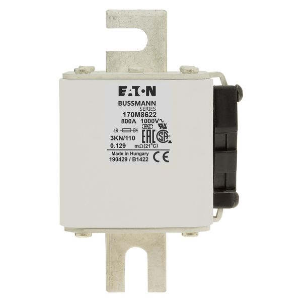 Fuse-link, high speed, 800 A, AC 1000 V, DIN 3, 74 x 92 x 138 mm, aR, DIN, IEC, single indicator image 11